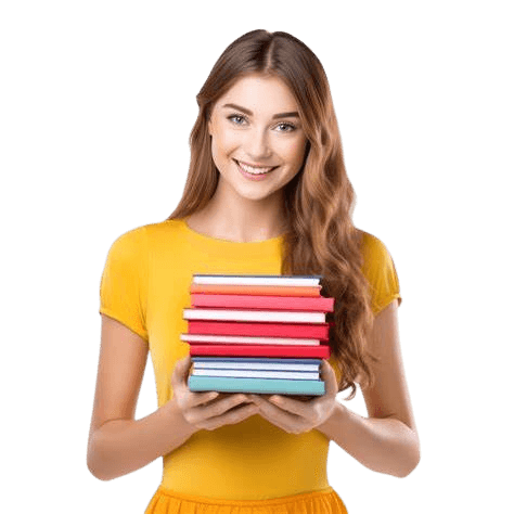 Students studying research materials